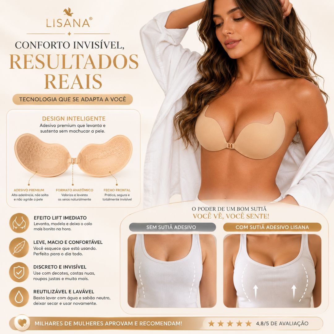 Secret™ — Sutiã Adesivo Com Suporte Efeito Silicone (Compre 1 Leve 2)