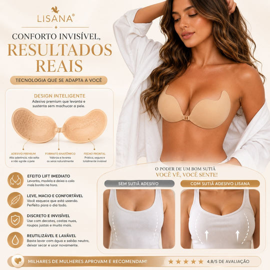 Secret™ — Sutiã Adesivo Com Suporte Efeito Silicone (Compre 1 Leve 2)