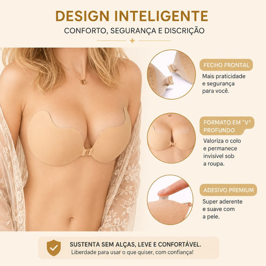 Secret™ — Sutiã Adesivo Com Suporte Efeito Silicone (Compre 1 Leve 2)