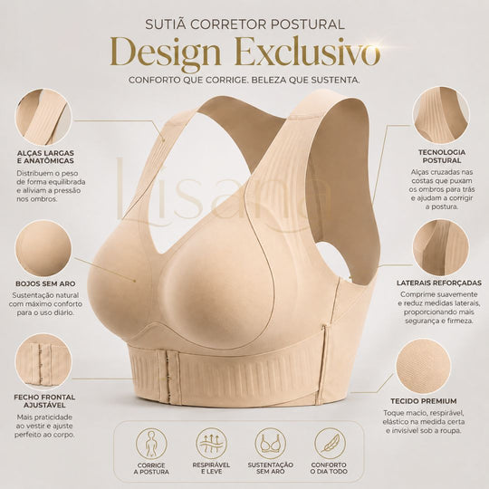 Lisana® Serena — Sutiã Corretor Postural Sem Costura com Sustentação Inteligente